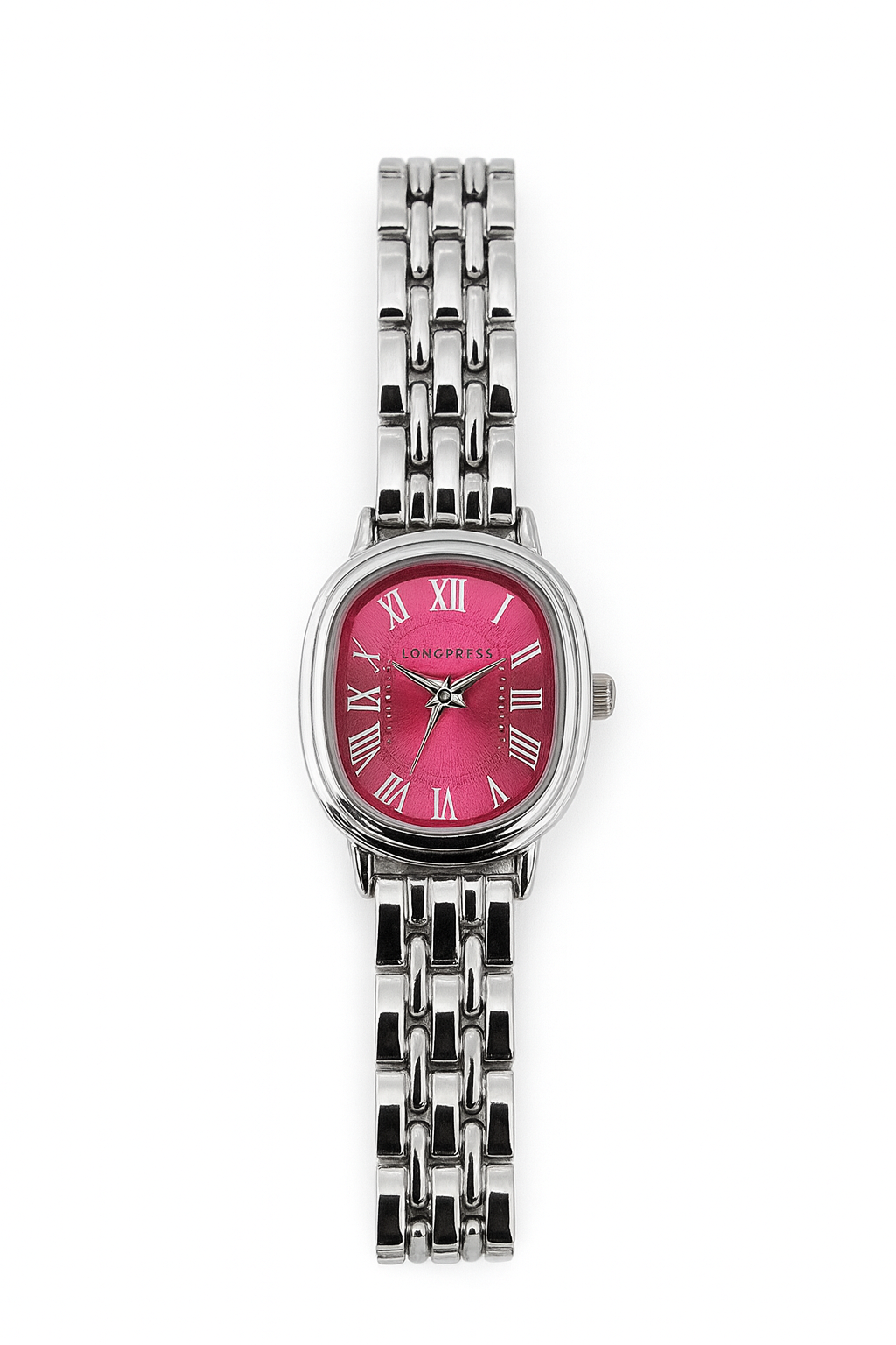 Pembe Kadranlı Roma Rakamlı Paslanmaz Çelik Kadın Kol Saati