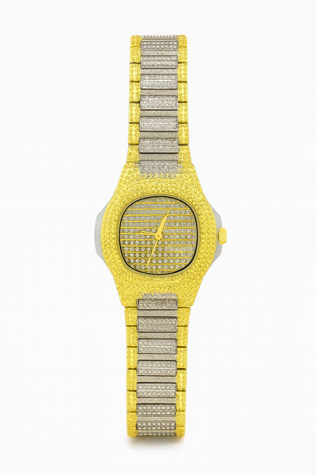 Gold ve Gümüş Taşlı Lüks Unisex Kol Saati