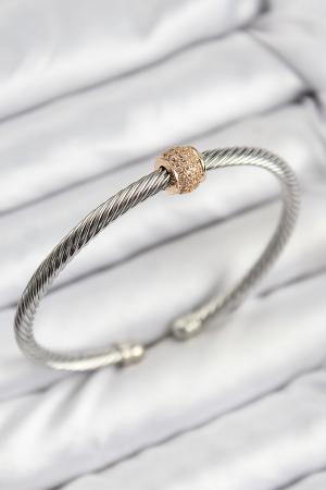 316L Çelik Zirkon Taşlı Burma Model Gold Ve Gümüş Renk Kadın Bileklik