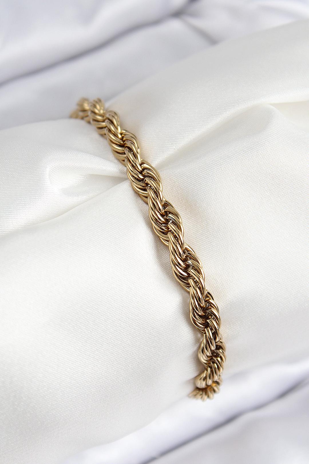 316L Çelik Klasik Burgu Zincir Model Gold Renk Kadın Bileklik