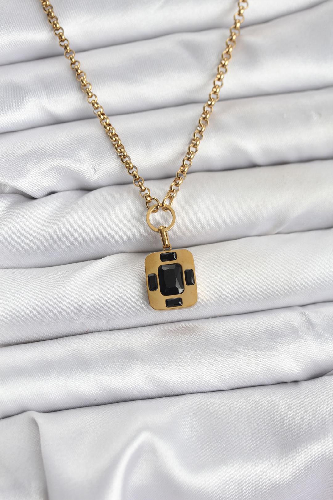 316L Çelik Zincir Gold Renk Vintage Model Kadın Kolye BKO10687