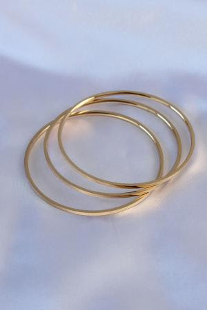 316L Çelik Gold Renk 3'lü Ajda Model Kadın 60 mm Bilezik BB5360