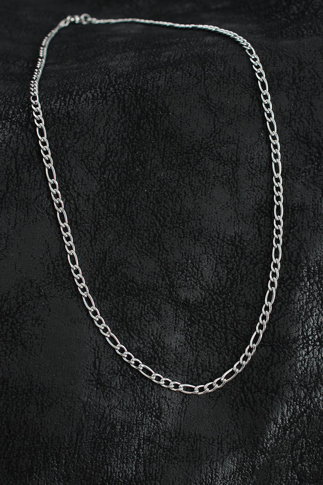 316L Çelik Klasik Figaro Zincir Model Gümüş Renk Erkek Kolye ERK1393